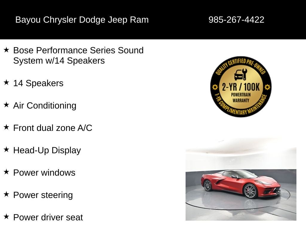 2023 Chevrolet Corvette Stingray RWD Convertible 2LT