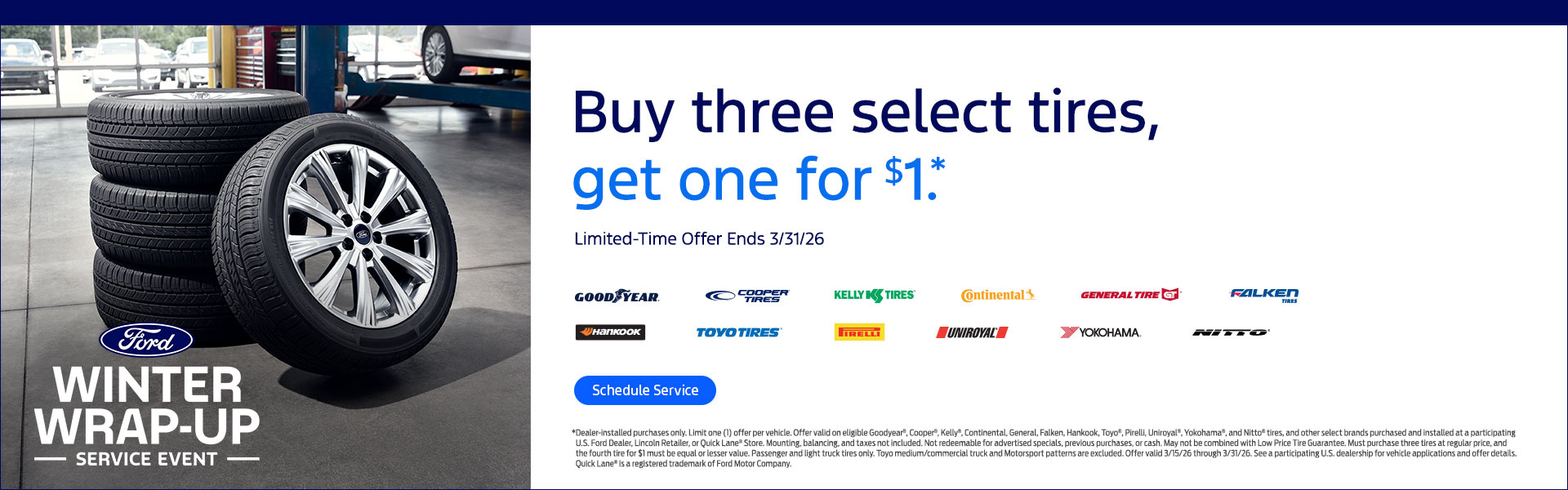 Buy 3 Tires, Get 4th for $1!