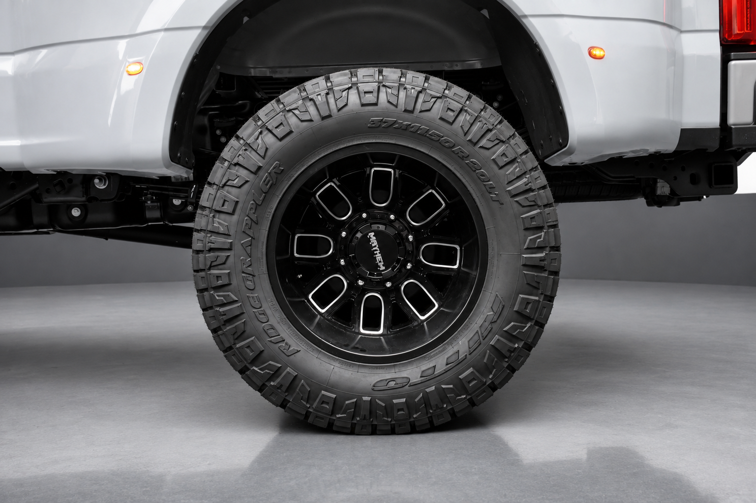 2026 Ford F-350 Black Widow 37-inch Nitto Ridge Grappler tires and 20-inch wheels